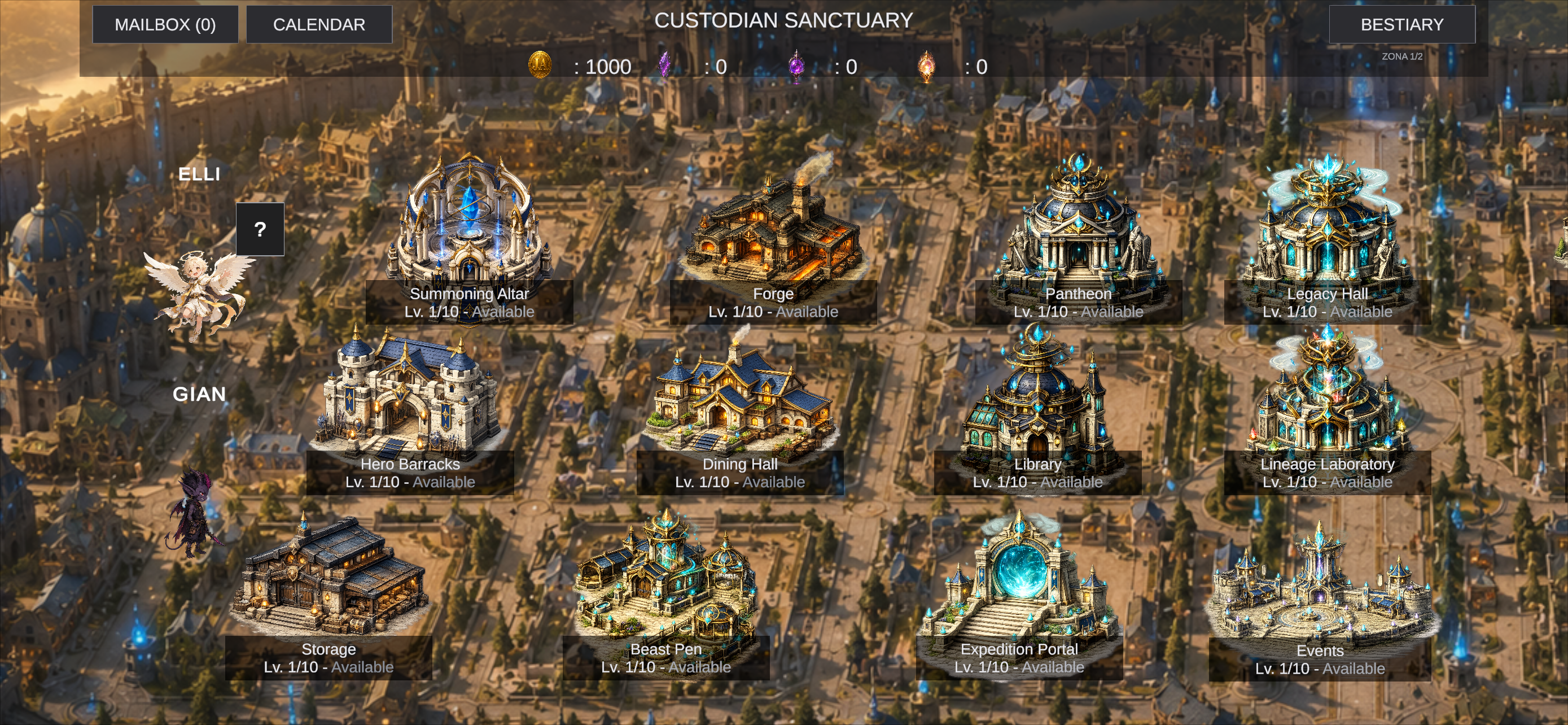 Custodian Sanctuary interface in Isekai: Demon King